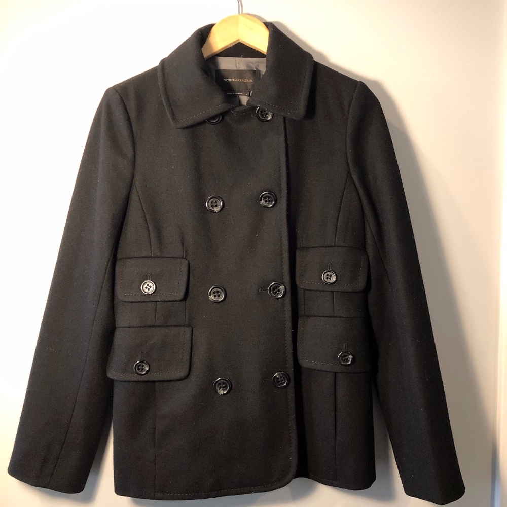 BCBGMAXAZRIA Black Wool Coat Size Small